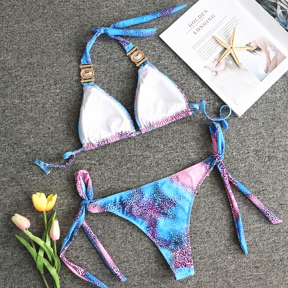 Bañador bikini tirantes estampado leopardo