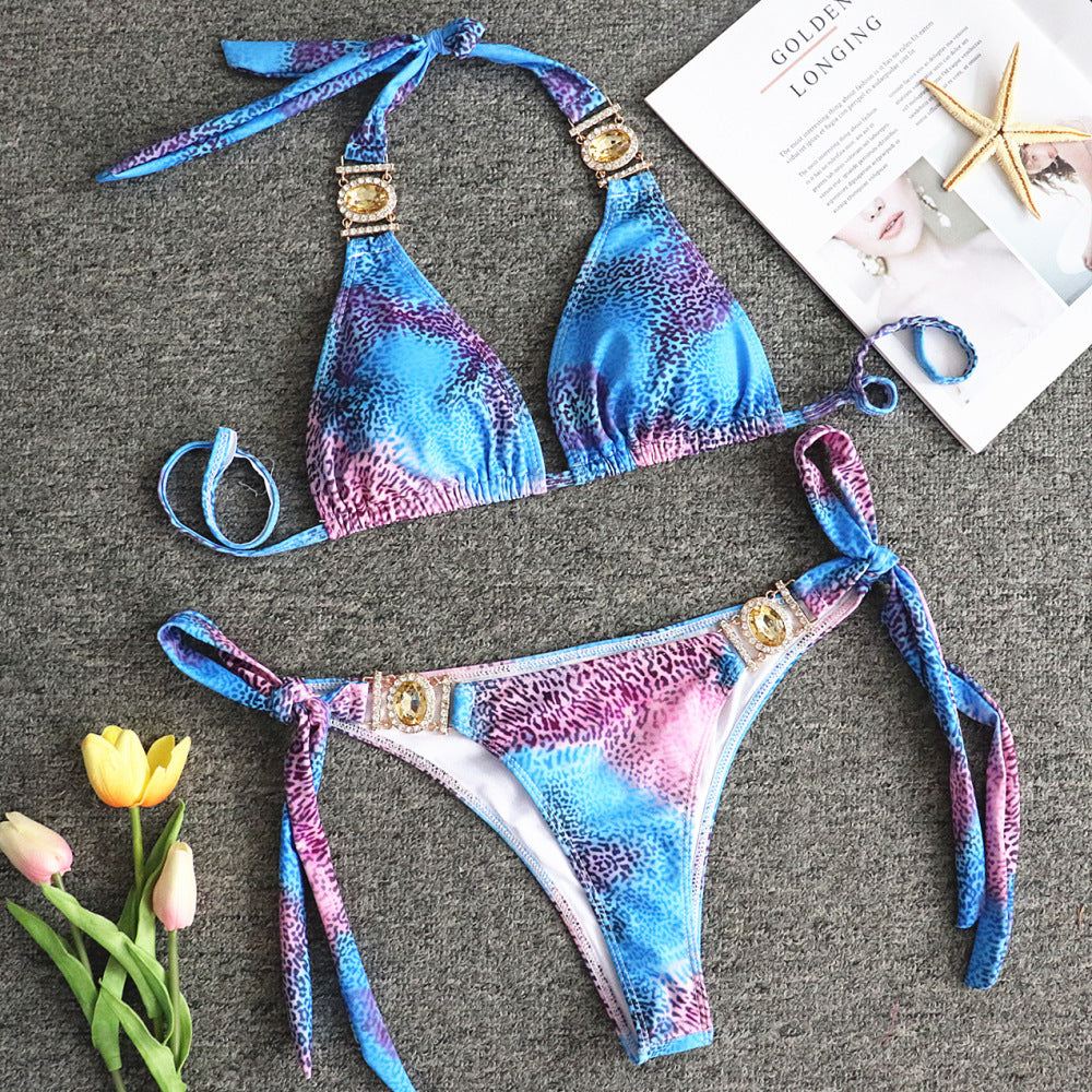 Bañador bikini tirantes estampado leopardo