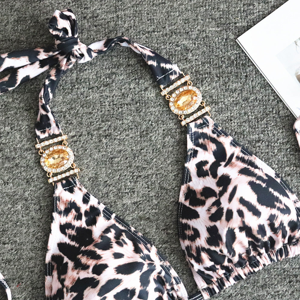 Bañador bikini tirantes estampado leopardo