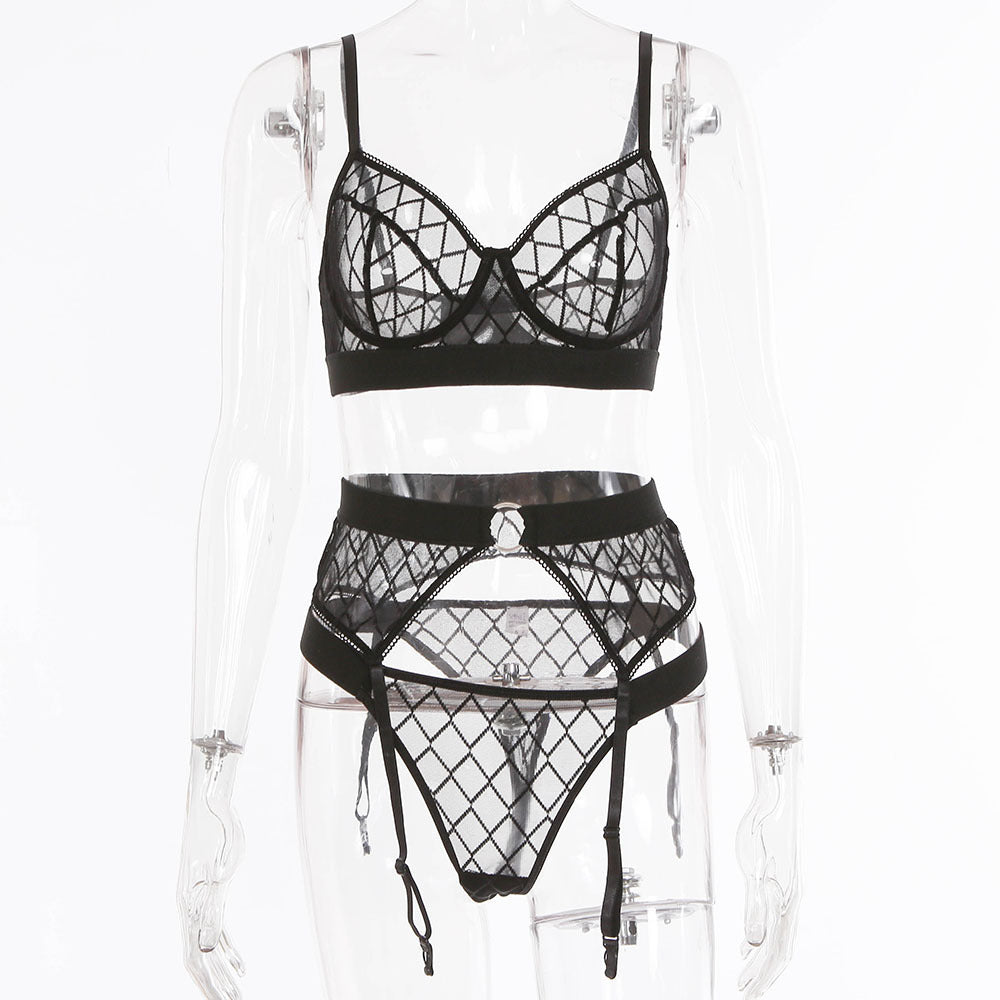 Underwear Three-piece Mesh And Sexy Girdle