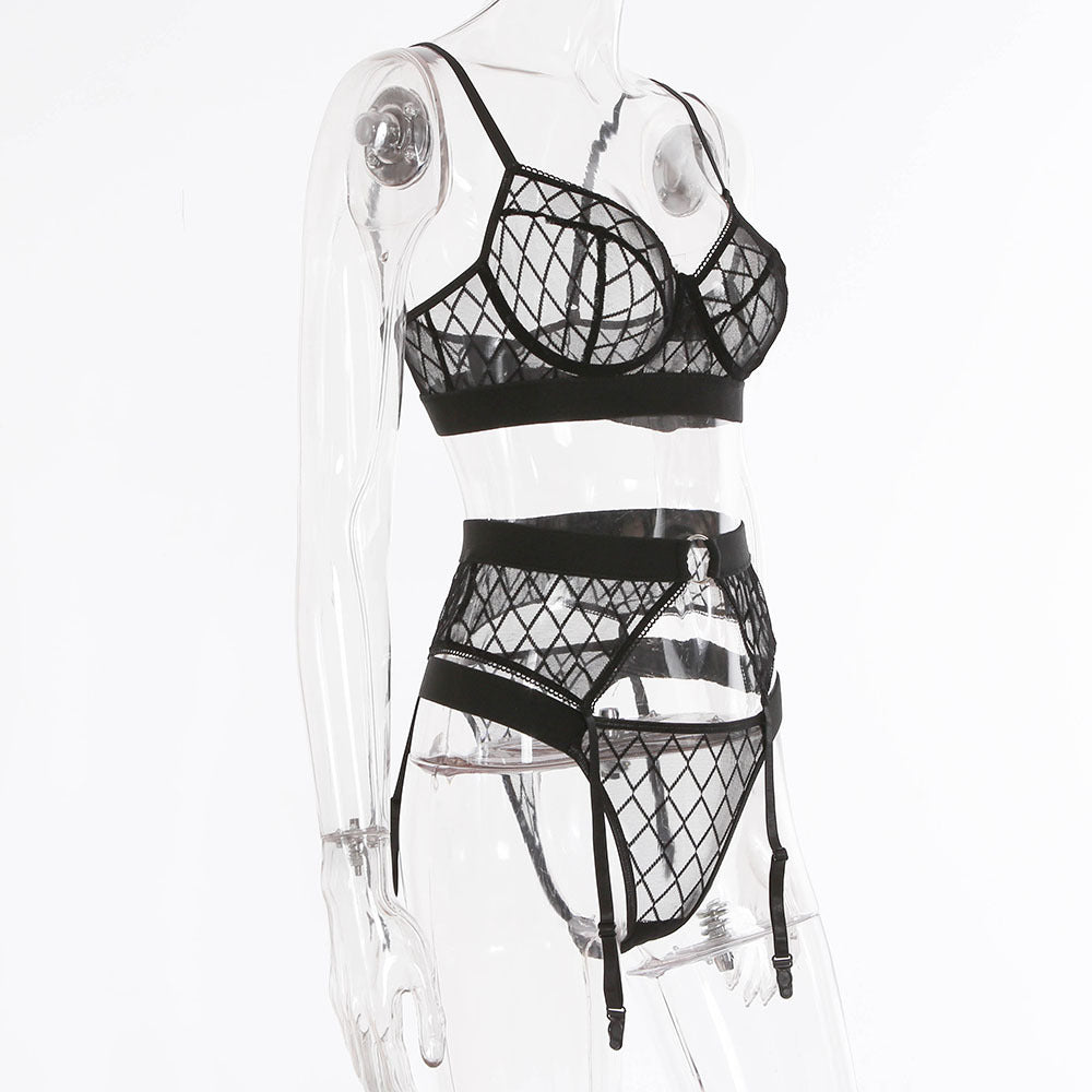 Underwear Three-piece Mesh And Sexy Girdle